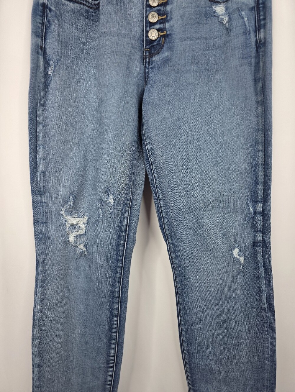 Judy Blue Skinny Fit Size 3/26 Distressed Raw Hem Button Fly Stretch Denim Jeans - Picture 4 of 16